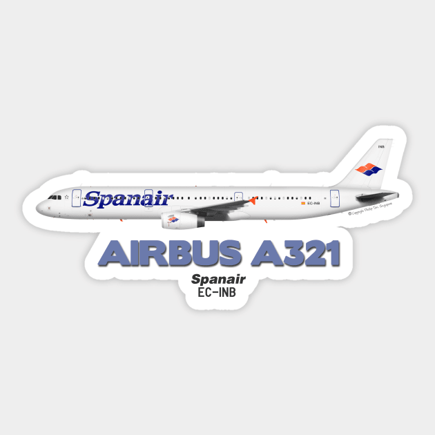 Airbus A321 - Spanair Sticker by TheArtofFlying